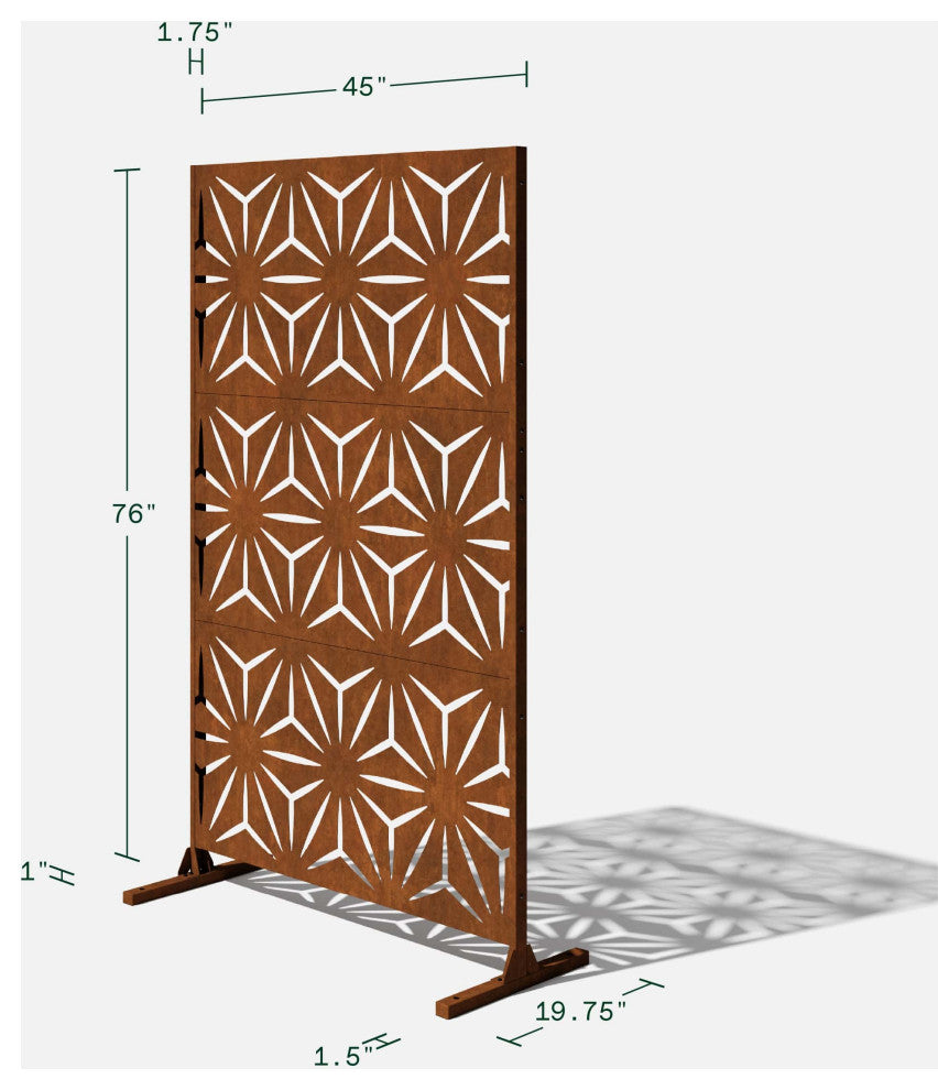 Alta Corten Steel Decorative Screen With Stand, Star