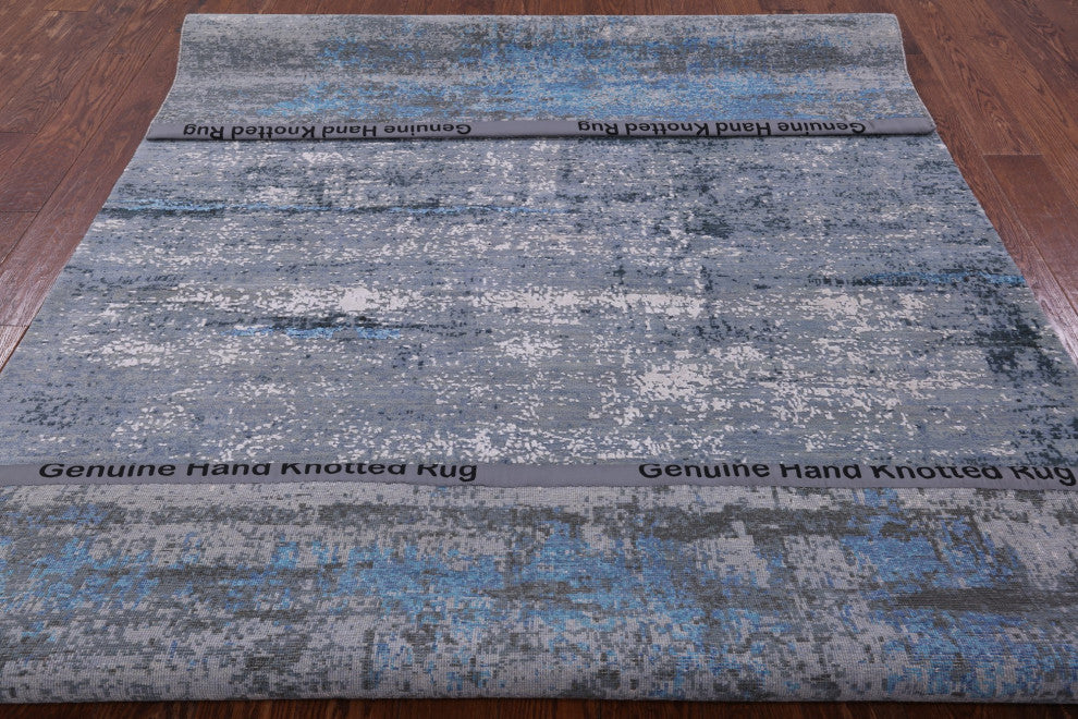 Wool and Silk Abstract Hand Knotted Rug 6' 1" X 9' 3" Q6178