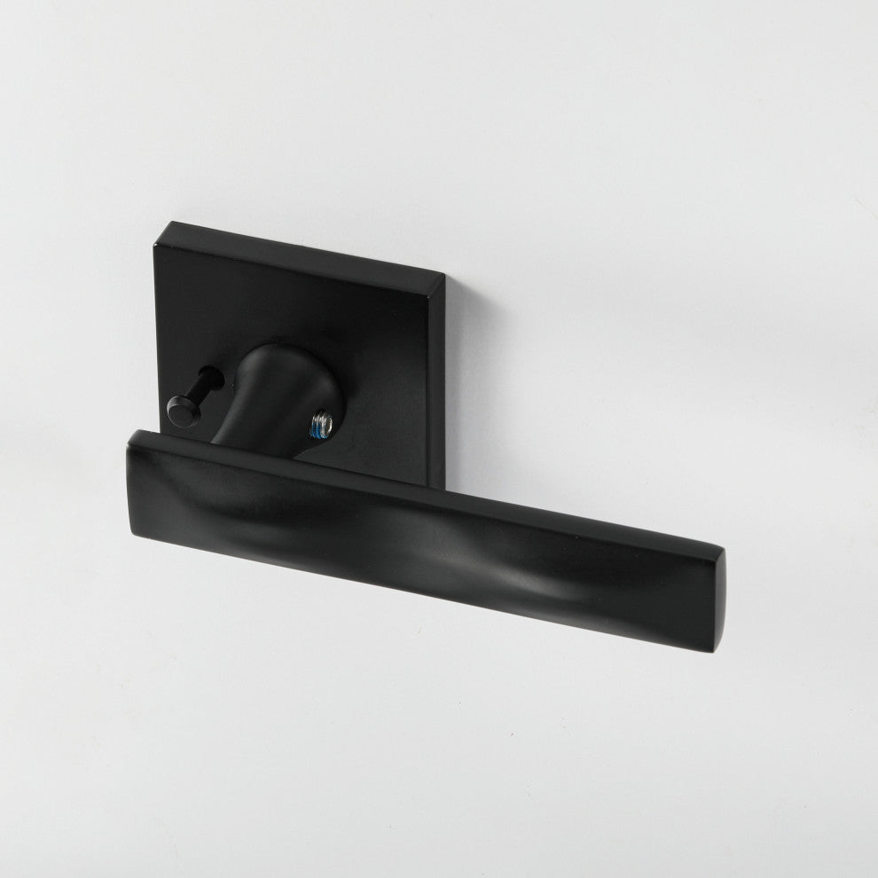 Modern Heavy Duty Designer Interior Door Lever - Essex Collection, Matte Black, Privacy Left Hand