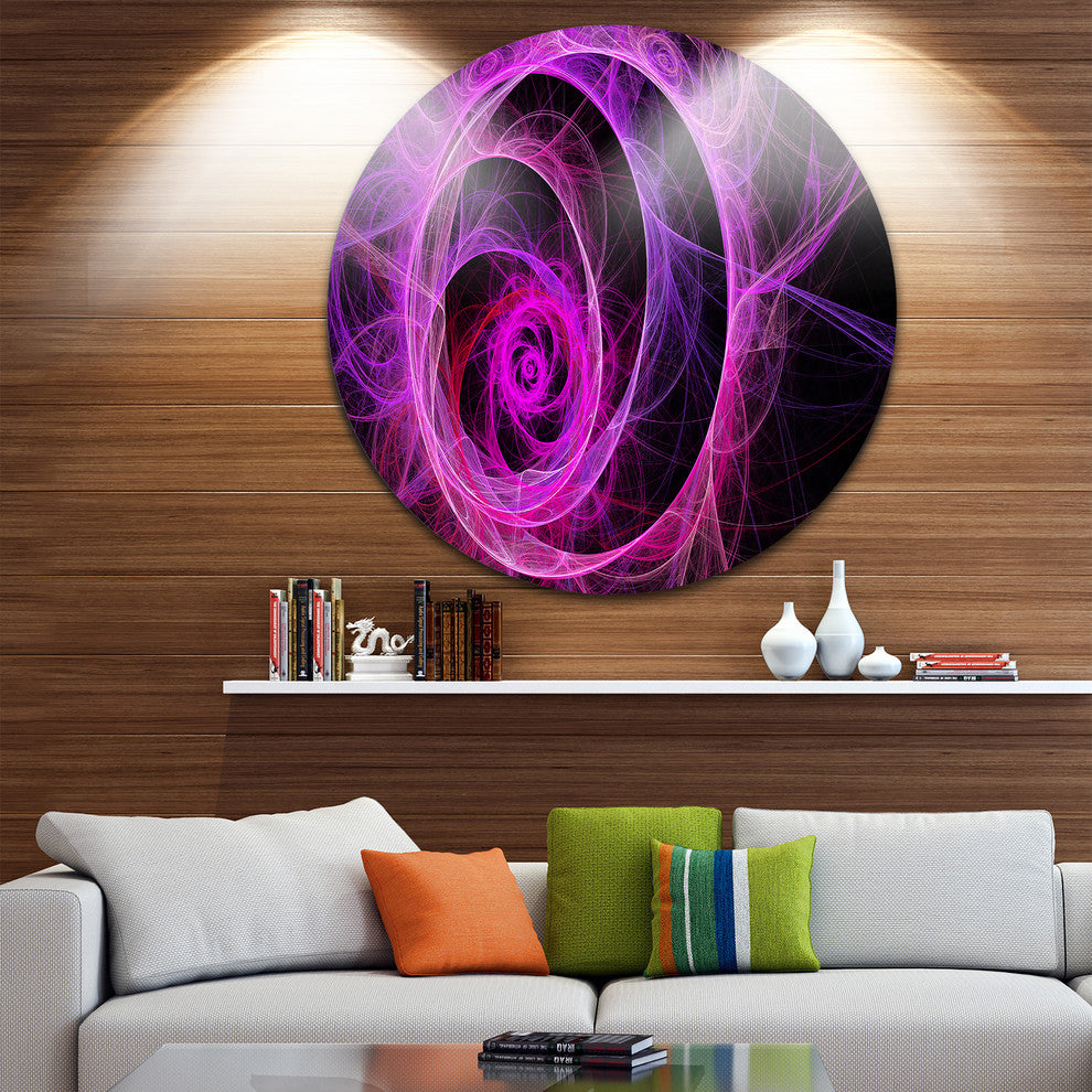 Exotic Pink Flower, Floral Digital Art Large Disc Metal Wall Art, 23"