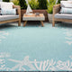 Biscayne Novelty Coastal Aqua/Cream Rectangle Indoor/Outdoor Area Rug, 8'x10'