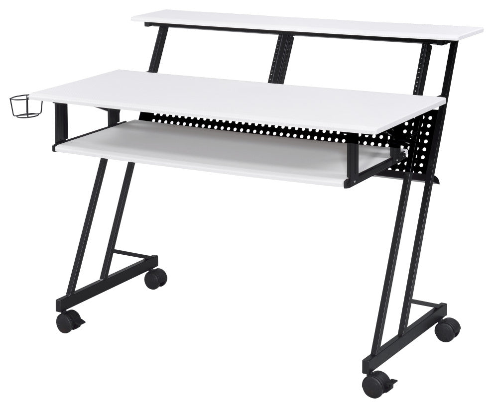 ACME Suitor Music Recording Studio Desk, White and Black