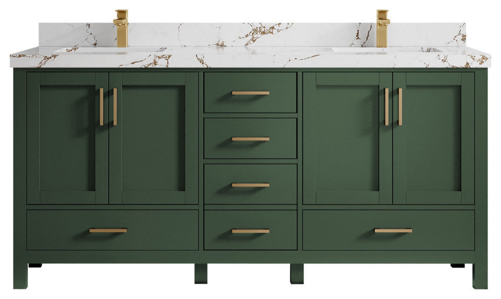 Malibu 72 Double Sink Vanity in Lafayette Green 2" Viola Brown