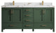 Malibu 72 Double Sink Vanity in Lafayette Green 2" Viola Brown