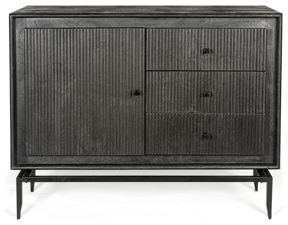 Camilo 3 Drawer Wood Accent Cabinet, Black