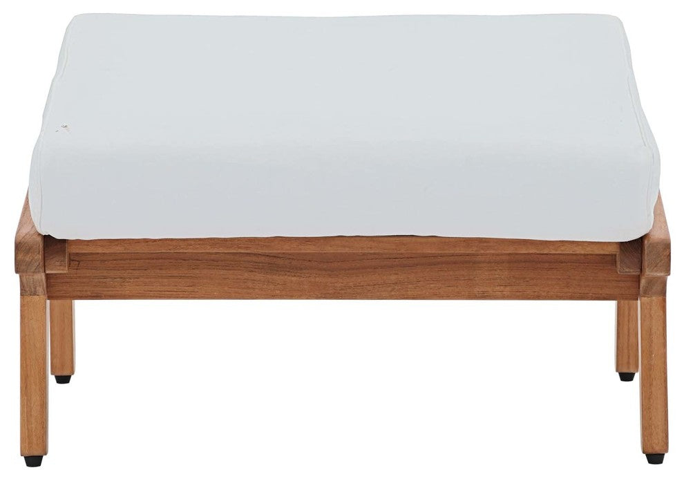 Saratoga Outdoor Patio Teak Ottoman, Natural White