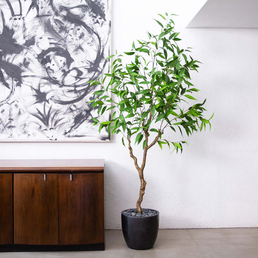 7ft. Artificial Long Leaf Greco Eucalyptus Tree With Real Touch Leaves