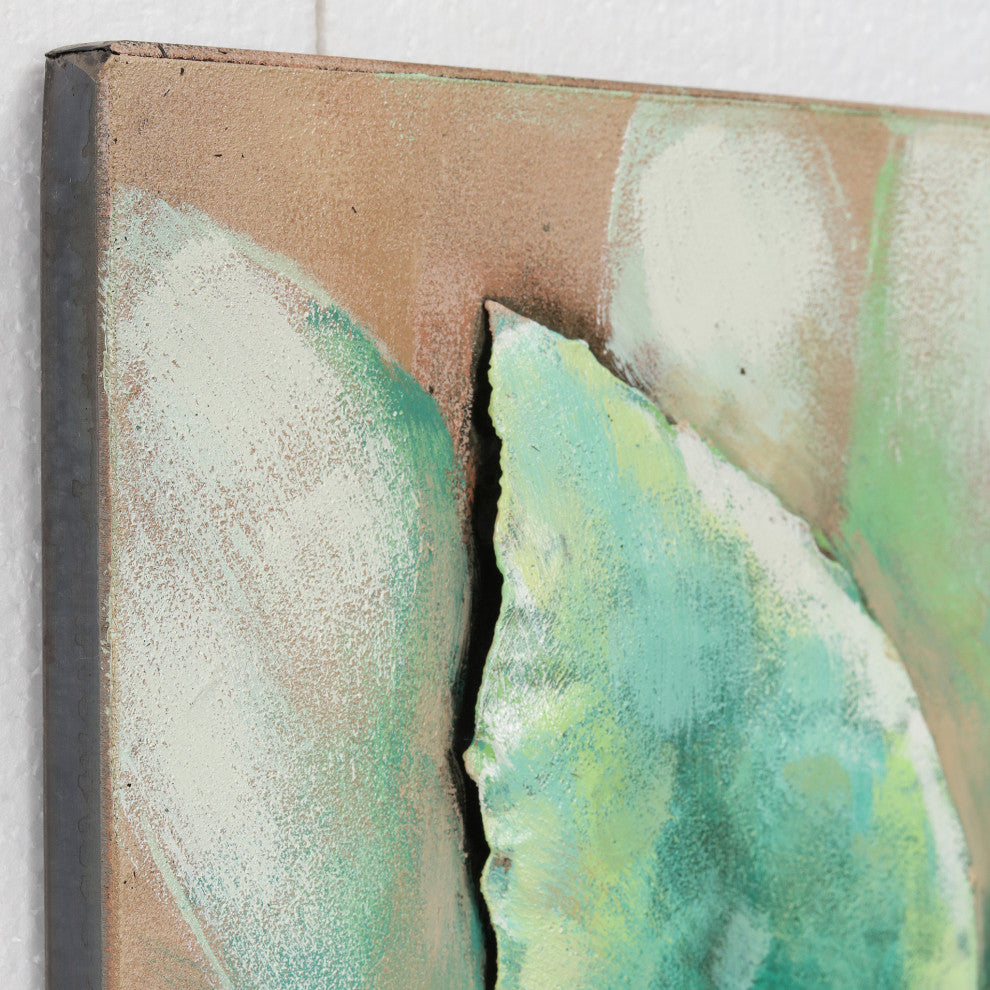 "Succulent" Mixed Media Iron Hand Painted Dimensional Wall Art