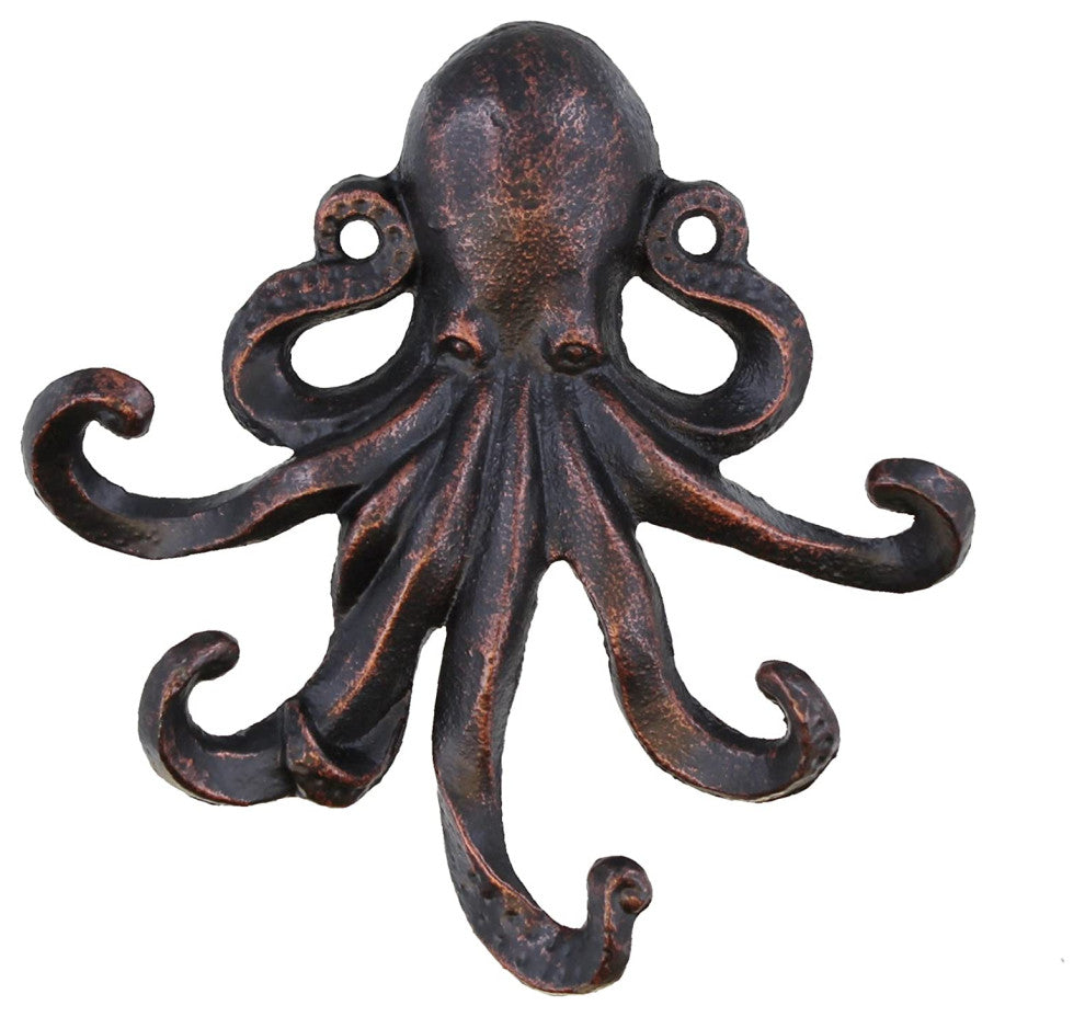 Decorative Cast Iron Octopus 5 Arm Wall Hook
