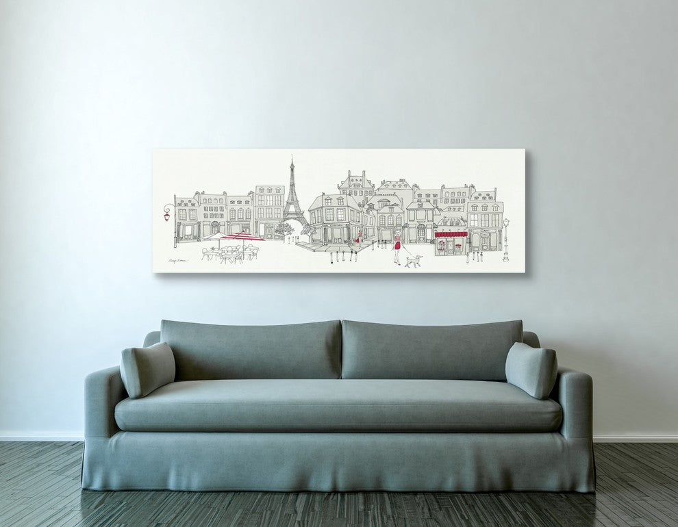 Epic Graffiti "World Cafe II Paris" Giclee Canvas Wall Art, 20"x60"