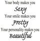 VWAQ Your Smile Makes You Pretty, Vinyl Wall Decals For Bedroom Wall Decor