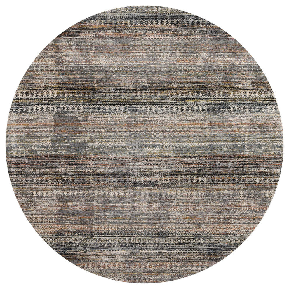 Viscose Polyester Theia Area Rug, Gray/Multi, 7'10"x7'10" Round