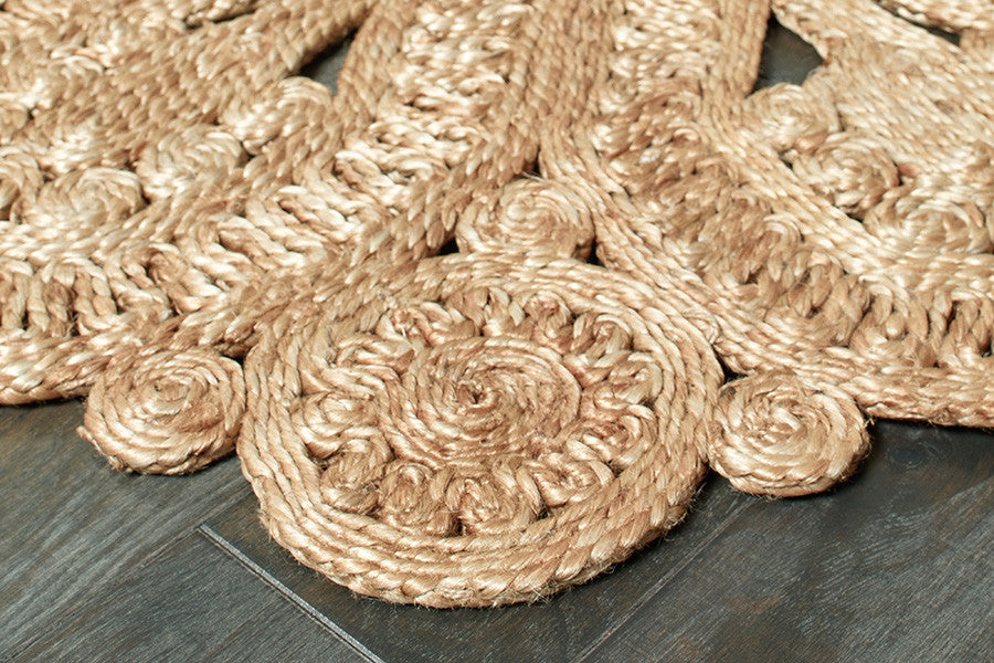 Floral Doily Organic Jute Area Rug, 4' Round