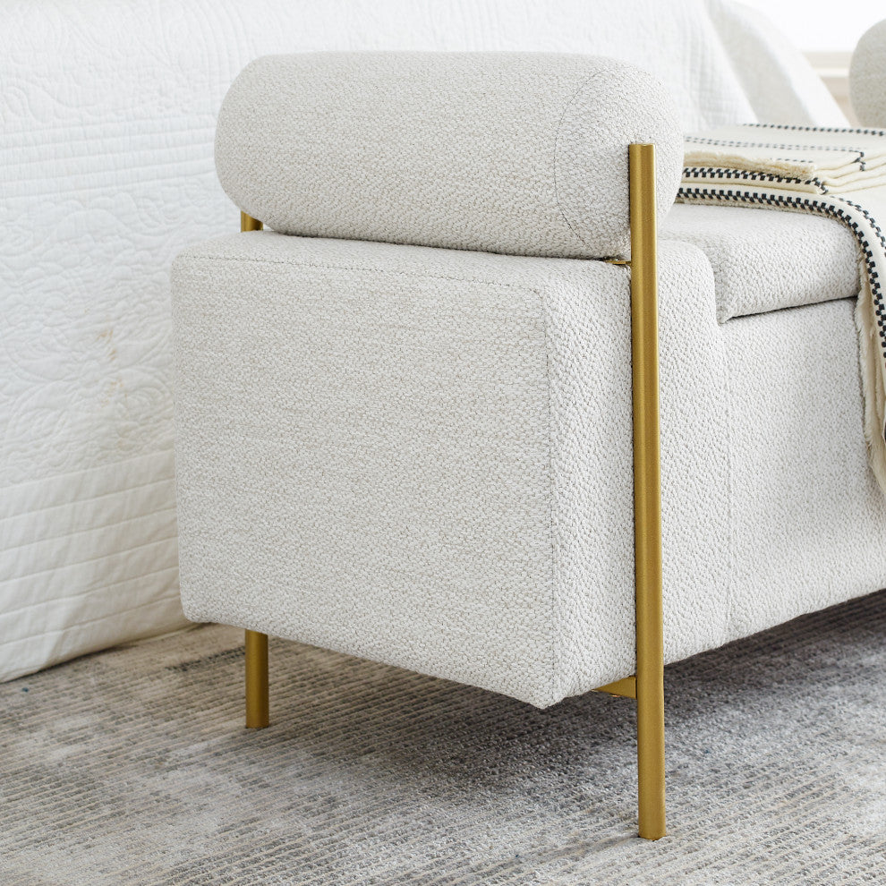 Gewnee Elegant Upholstered Linen Storage Bench