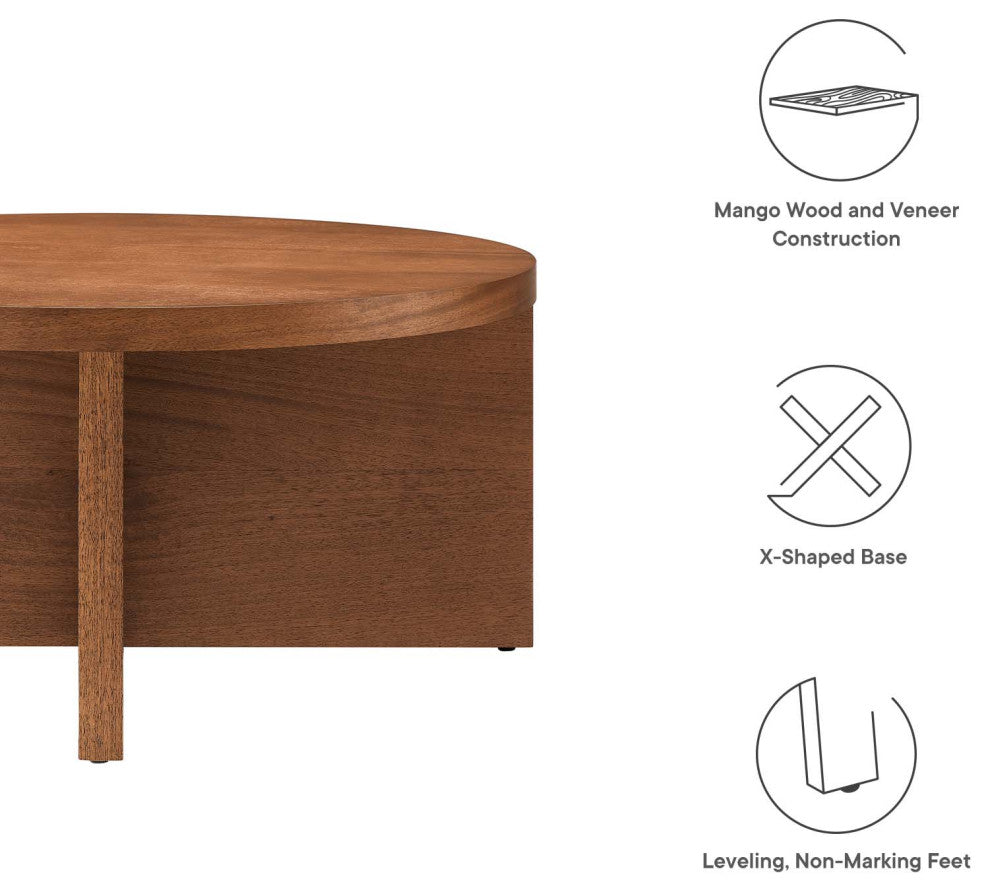 Silas Round Mango Wood Coffee Table - Walnut
