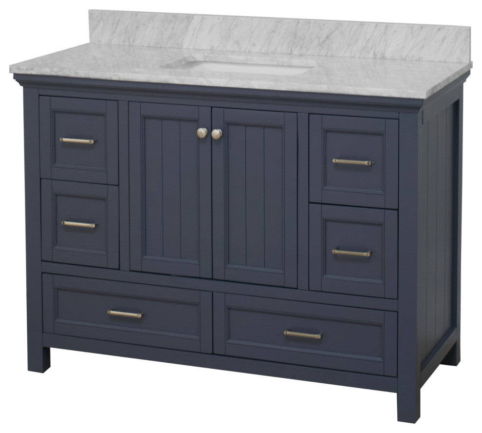 Paige 48" Bathroom Vanity, Marine Gray, Carrara Marble