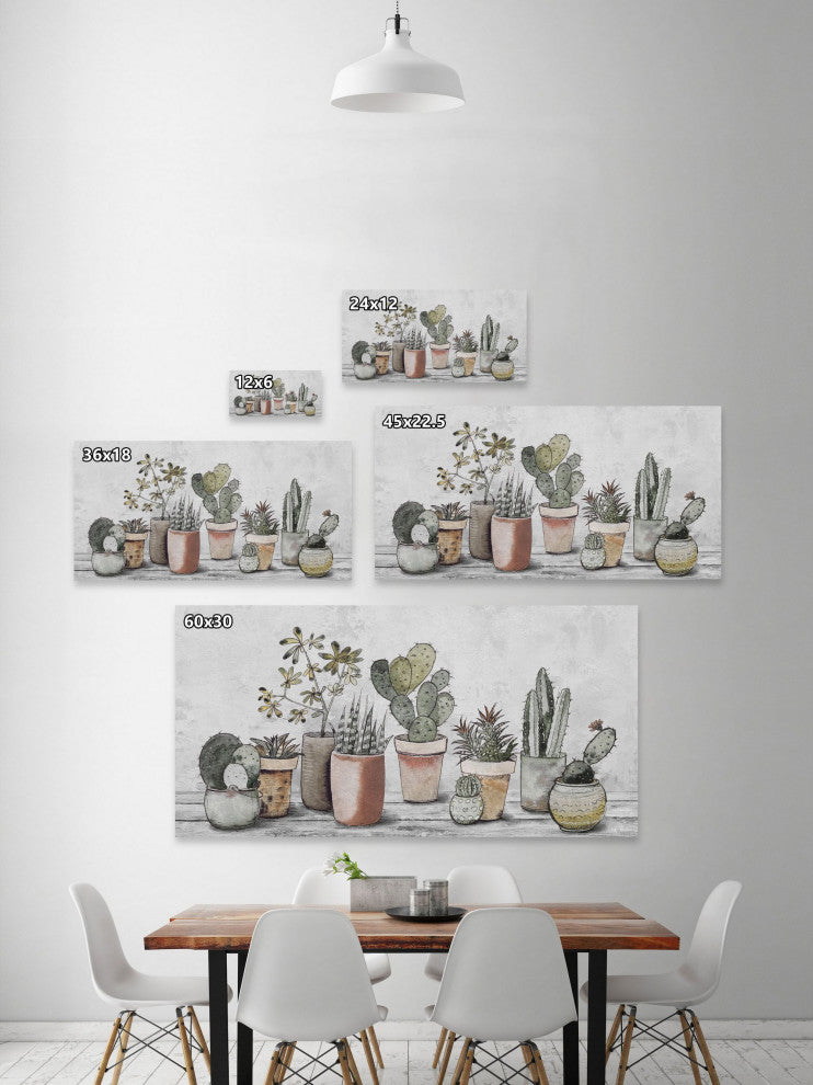 "Mixed Cacti and Succulents" Painting Print on Wrapped Canvas