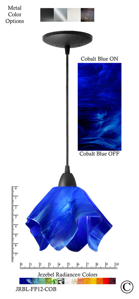 Jezebel Radiance Flame Pendant, Small, Cobalt Blue