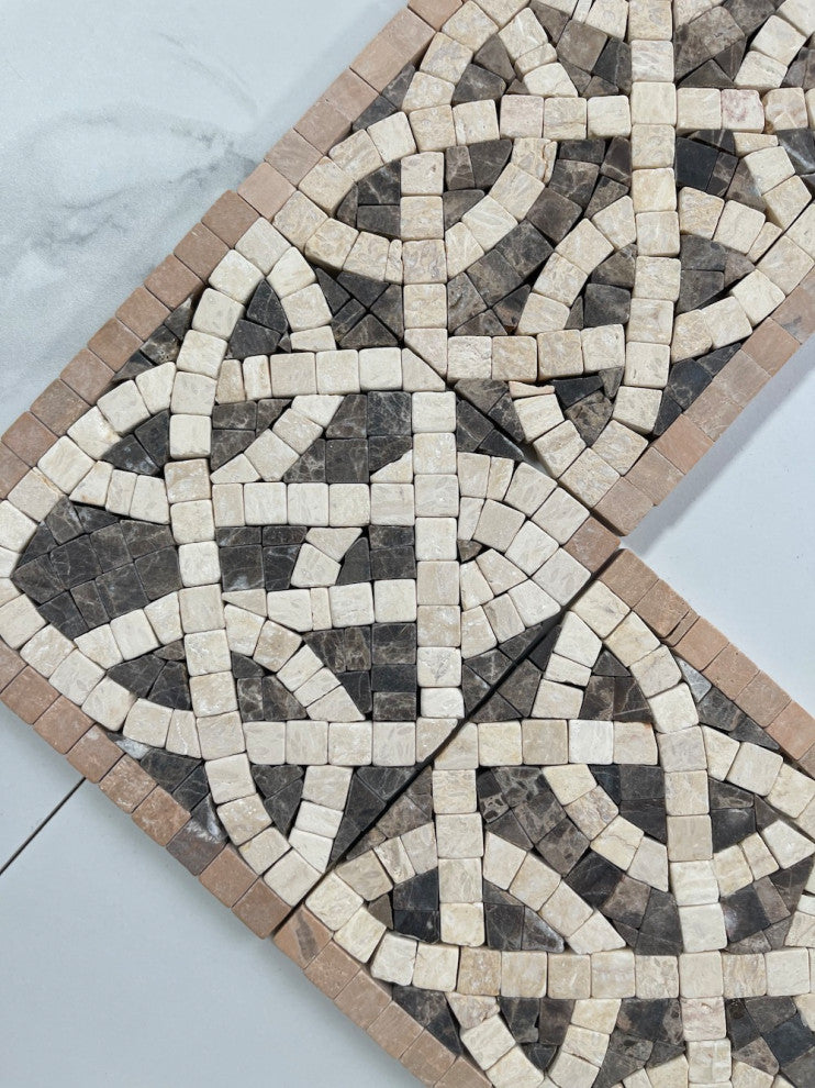 Cytera Design Marble Mosaic Border Accent Listello Tile Cythera Sunny 4.7x12 Tumbled