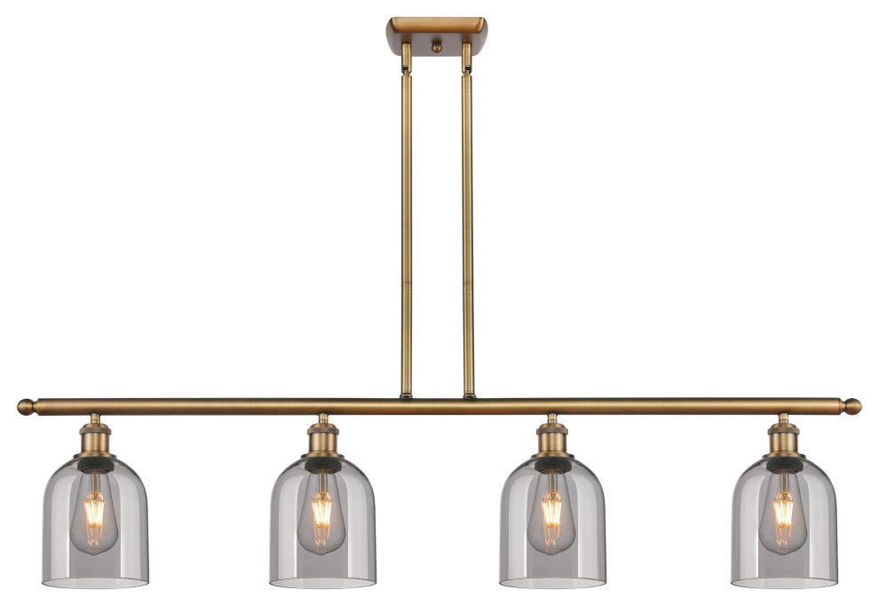 Ballston-Bella 4-Light 48" Stem Island Light, Brushed Brass, Light Smoke