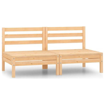 vidaXL Patio Loveseats 2 Pcs Outdoor Sectional Furniture Set Solid Wood Pine