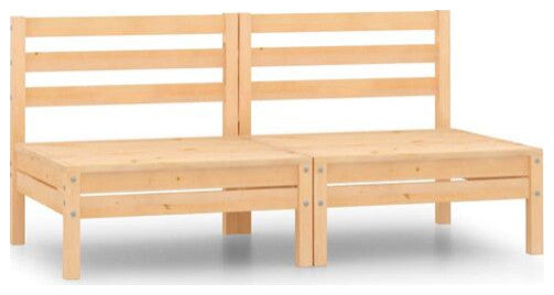 vidaXL Patio Loveseats 2 Pcs Outdoor Sectional Furniture Set Solid Wood Pine