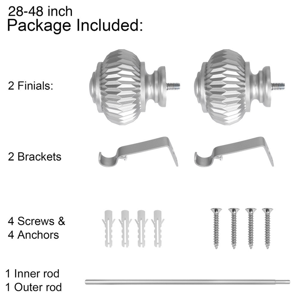 UTOPIA ALLEY 3/4" Curtain Rod, Adjustable Curtain rods for Windows, Nickel, 28"-48"