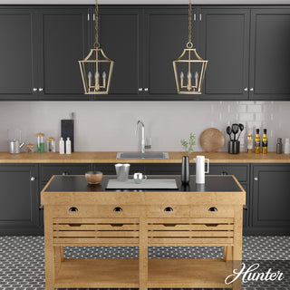 Hunter 12" Laurel Ridge Alturas Gold 4 Light Lantern Pendant Ceiling Light