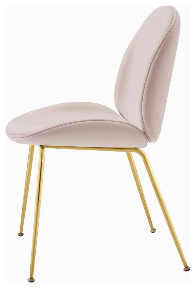 Contemporary Dining Room Side Dining Chair, Velvet Fabric Stainless Metal, Pink