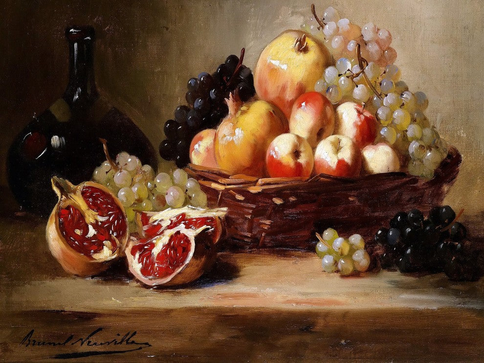 Tile Mural Still Juicy Fruits By A. Brunel De Neuville, 6"x8", Matte
