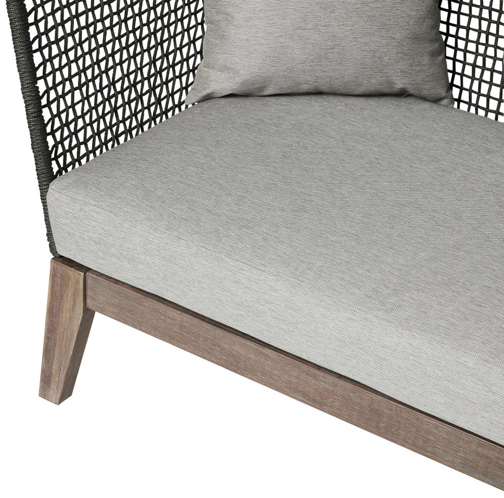Netta Right Chaise, Dark Gray Cord and Weathered Eucalyptus