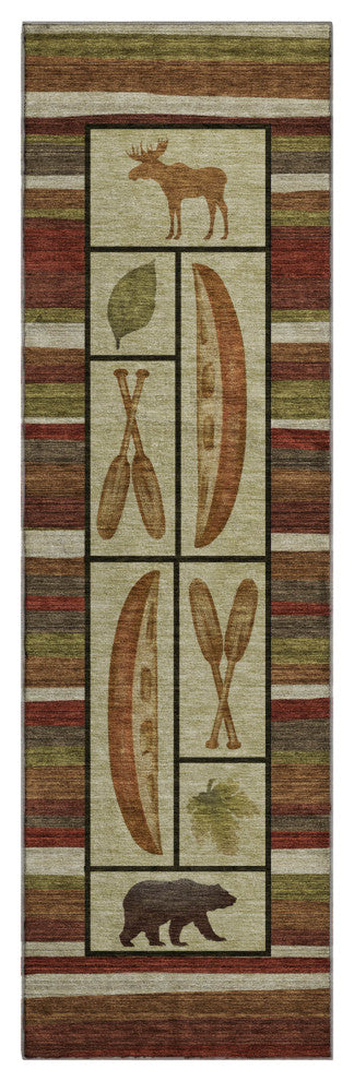 Addison Premium Washable Mayfield AMF143 Red 2'3" x 7'6" Runner Rug