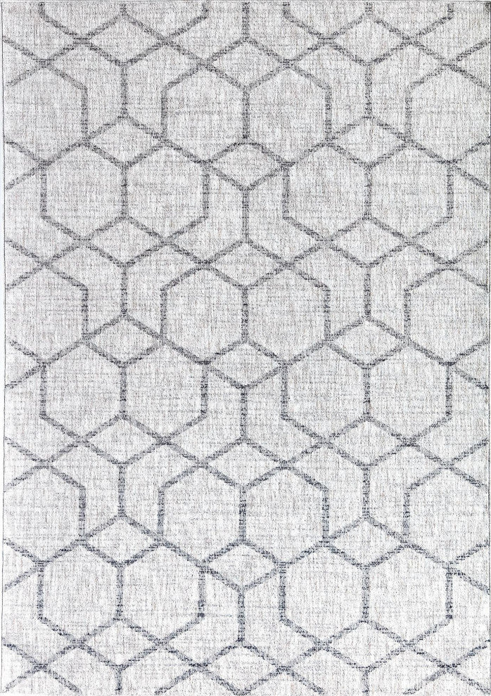 Jade Gray Stone Geometric Contemporary Gray Recycled Area Rug, 2'6" X 8'
