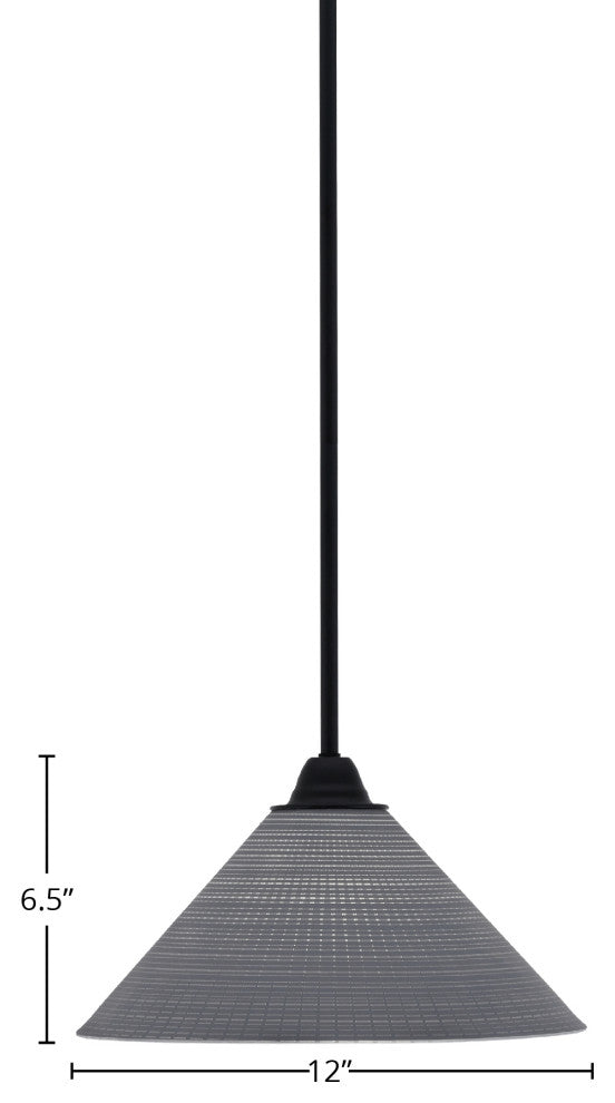 Paramount Mini Pendant, Matte Black, 12" Gray Matrix Glass