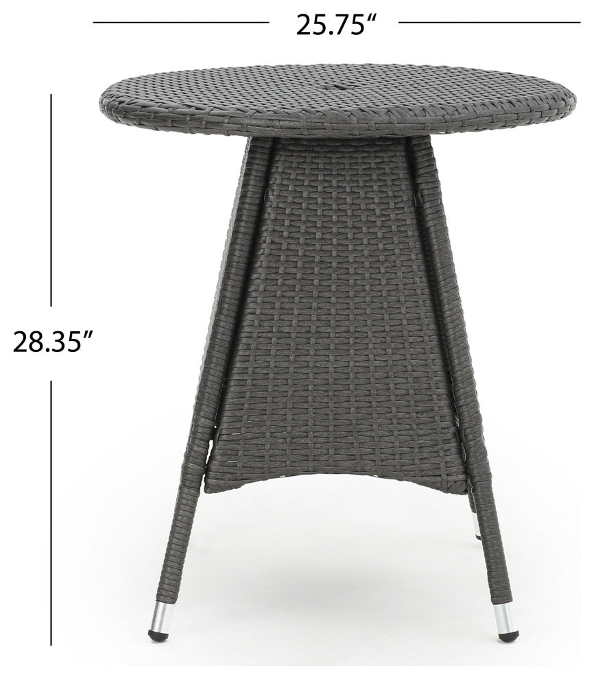 GDF Studio 3-Piece Portola Outdoor Gray Wicker Bistro With Cushions Set