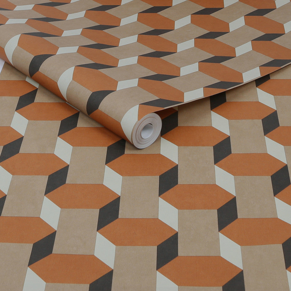 Sublime Vintage Geometrics Wallpaper, Brown