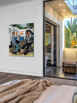 "Milkman Meets Pieman" Painting Print on Canvas by Stevan Dohanos