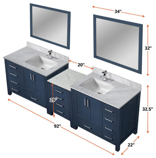 Lexora Coraline Double Bath Vanity Navy Blue 92 Vanity With Countertop