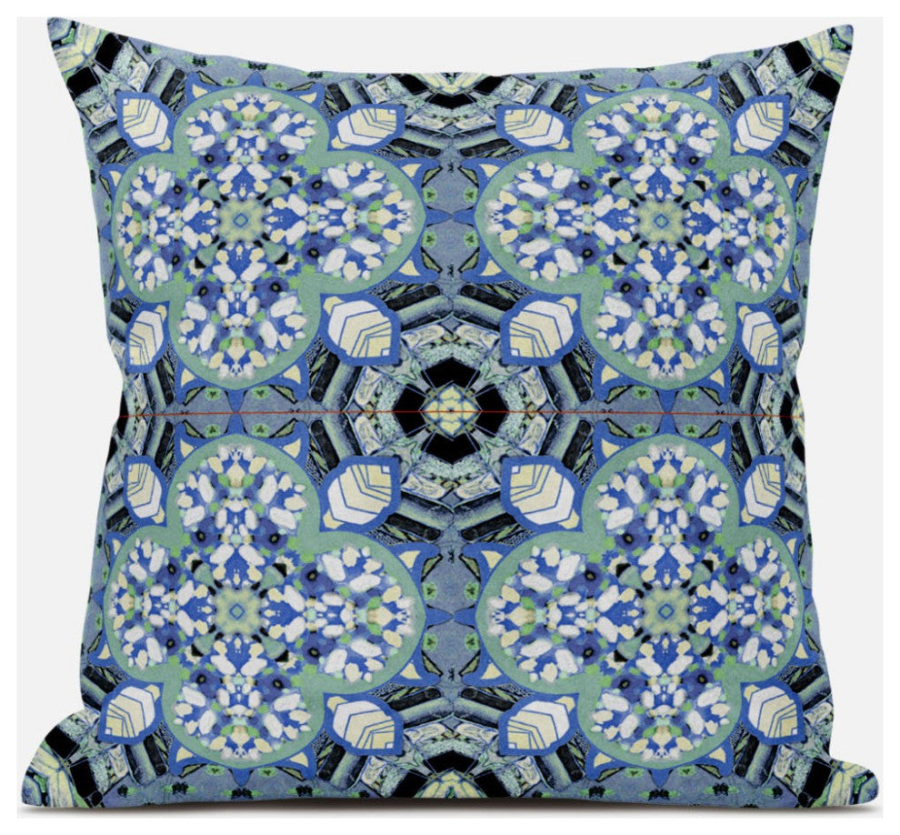 18" Sapphire White Cloverleaf Boho Suede Throw Pillow