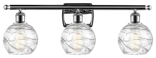 Small Deco Swirl 3-Light Bath Vanity-Light, Polished Chrome, Clear