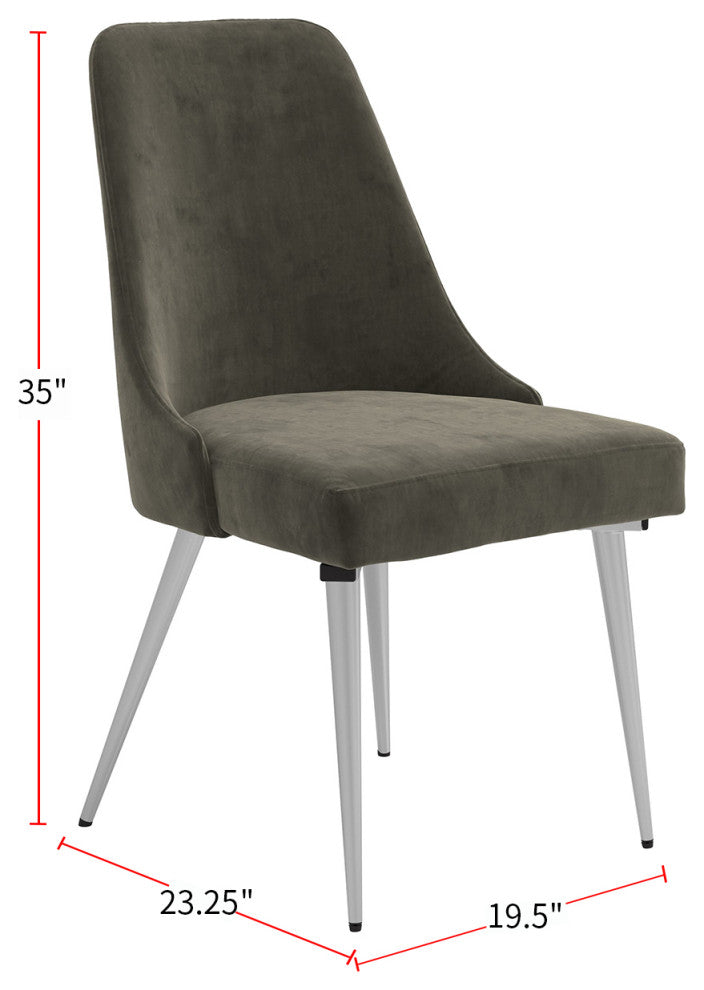Set of 2 Dining Side Chair with Metal Legs, Loden and Chrome
