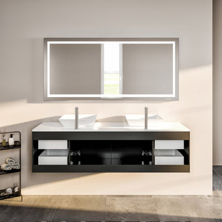 Totti Wave 72 inch Espresso Modern Double Sink  Vanity  Top And Double Sinks