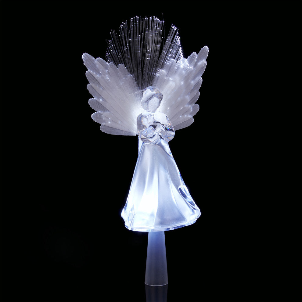 Angel Tree Topper with Fiber Optic Wings and LED Lights