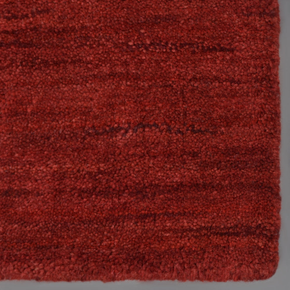 HAND KNOTTED LOOM WOOL ECO-FRIENDLY AREA RUGS - Rectangle, Dark Red, Solid