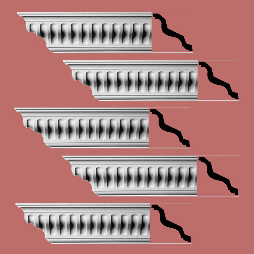 Ornate Cornice White Urethane Ivy Bridge Design 5 Pieces Totaling 480" Length