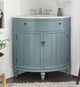 Vantage Corner Vanity, Light Blue, 24"