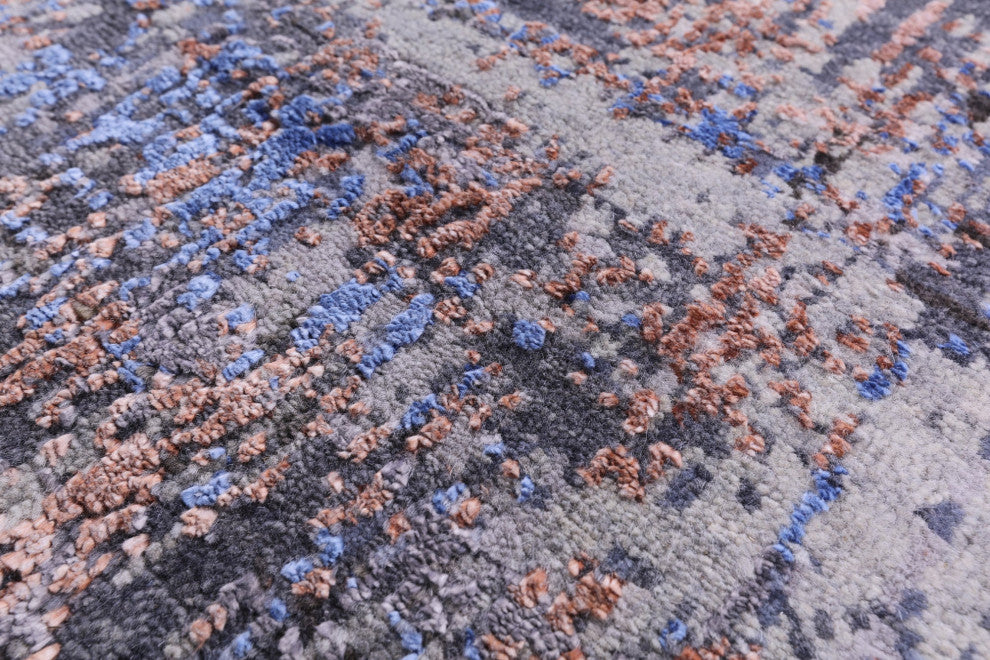 7' 9" X 10' 2" Handmade Wool & Silk Abstract Rug - Q14875