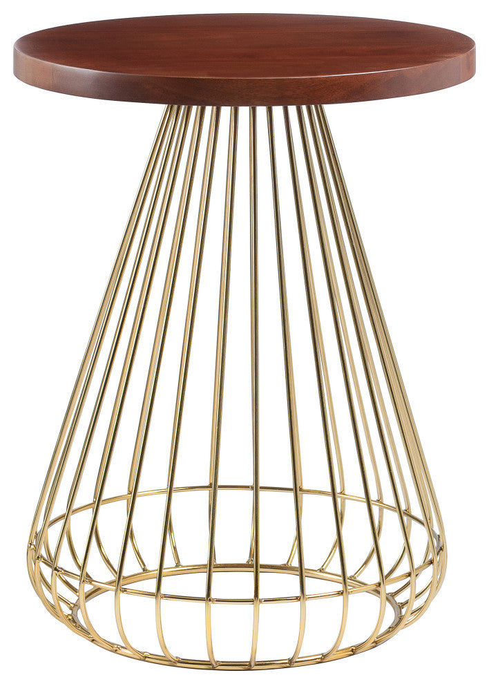 Melody Designer Cage Table, Walnut, Gold