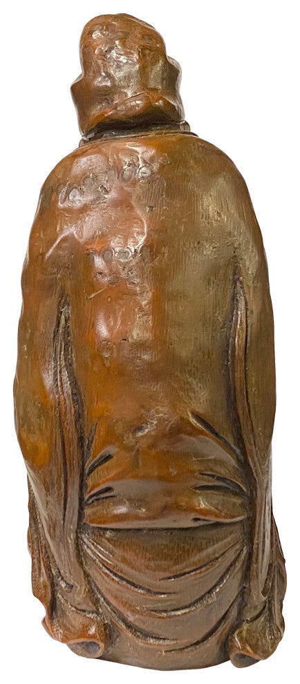Chinese Bamboo Carved Old Man Scholar Meditation Figure, Hws2179