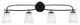 Cavella 4 Light Bath Bar, Matte Black Finish, 4.5" Square White Muslin Glass